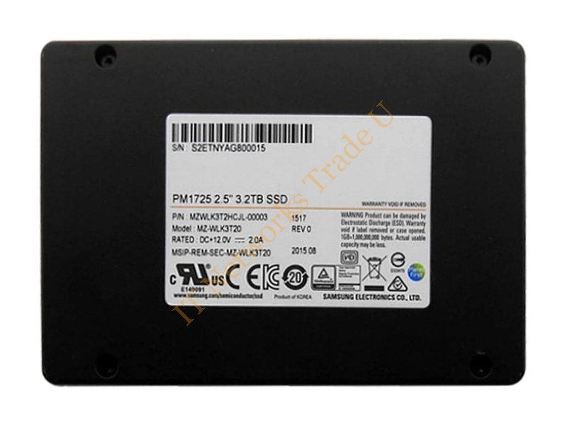 MZWLK3T20 Samsung PM1725 Series 3.2TB Triple-Level Cell (TLC) PCI Express 3.0 x4 NVMe U.2 2.5-inch Solid State Drive SSD Storage