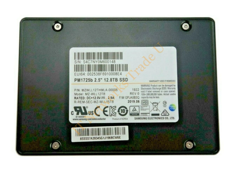 MZWLL12THMLA Samsung Pm1725b 12.8TB Triple-Level Cell U.2 PCI-Express 3.0 X4 NVMe Solid State Drive SSD Storage