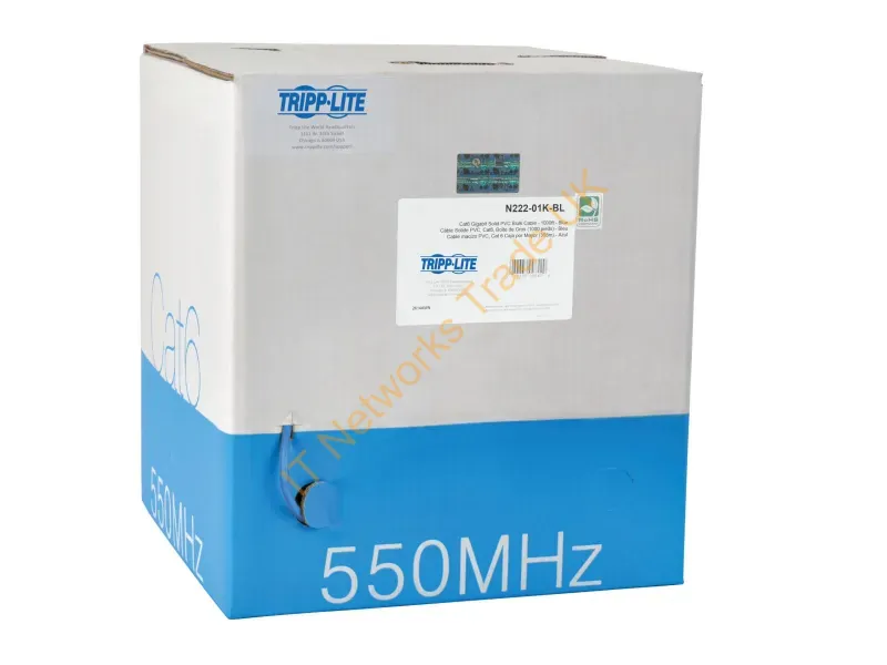Tripp Lite Cat6 Gigabit Bulk Solid PVC Cable Blue, 1000-ft. Network Ethernet Cables