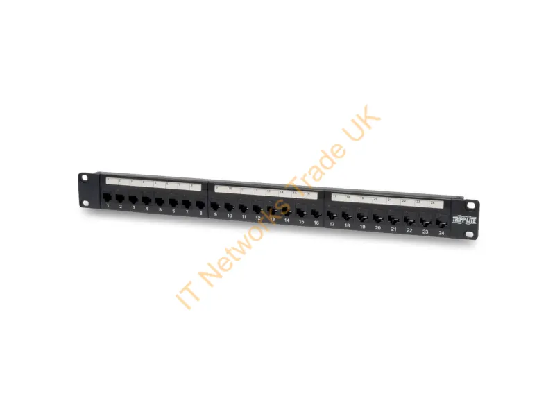 N254-024 - Tripp Lite 24-Port 1U Rack-Mount Cat6/Cat5 Feedthrough Patch Panel, RJ45 Ethernet Networking Accessory