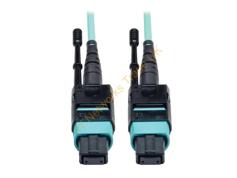 Tripp Lite MTP/MPO Patch Cable with Push/Pull Tabs, 12 Fiber, 40GbE, 40GBASE-SR4, OM3 Plenum-Rated Aqua, 3M Fiber Optic Cables