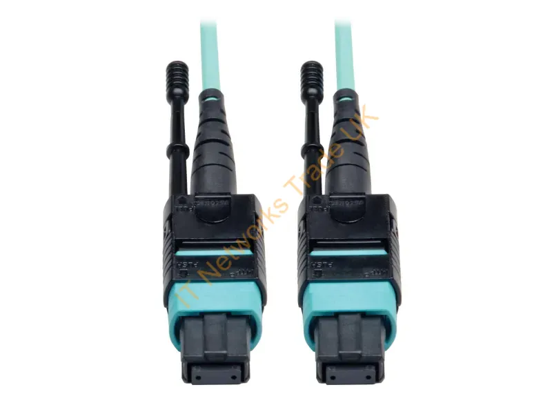 Tripp Lite MTP/MPO Patch Cable, 12 Fiber, 40GbE, 40GBASE-SR4, OM3 Plenum-Rated Aqua, 5M Fiber Optic Cables