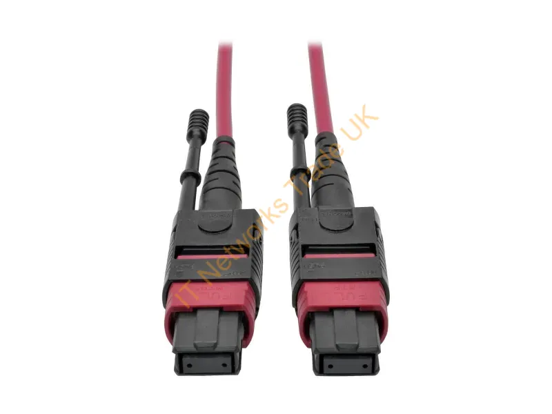 Tripp Lite MTP/MPO Multimode Patch Cable, 12 Fiber, 40/100 GbE, 40/100GBASE-SR4, OM4 Plenum-Rated (F/F), Push/Pull Tab, Magenta, 2M Fiber Optic Cables