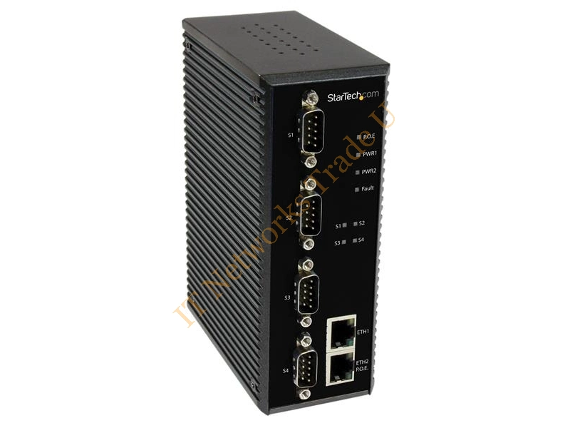 StarTech.com 4 Port Industrial RS-232 / 422 / 485 Serial to IP Ethernet Device Server PoE-Powered 2x 10/100Mbps Ports Accessory