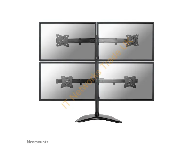 NM-D335D4BLACK - Newstar Tilt/Turn/Rotate Quad Desk Mount (stand, clamp & grommet) for four 10-27" Monitor Screens, Height Adjustable Black Monitor Accessory