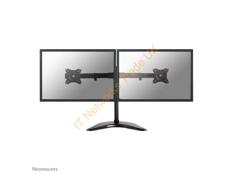 NM-D335DBLACK - Newstar Tilt/Turn/Rotate Dual Desk Mount (stand, clamp & grommet) for two 10-27" Monitor Screens, Height Adjustable Black Monitor Accessory