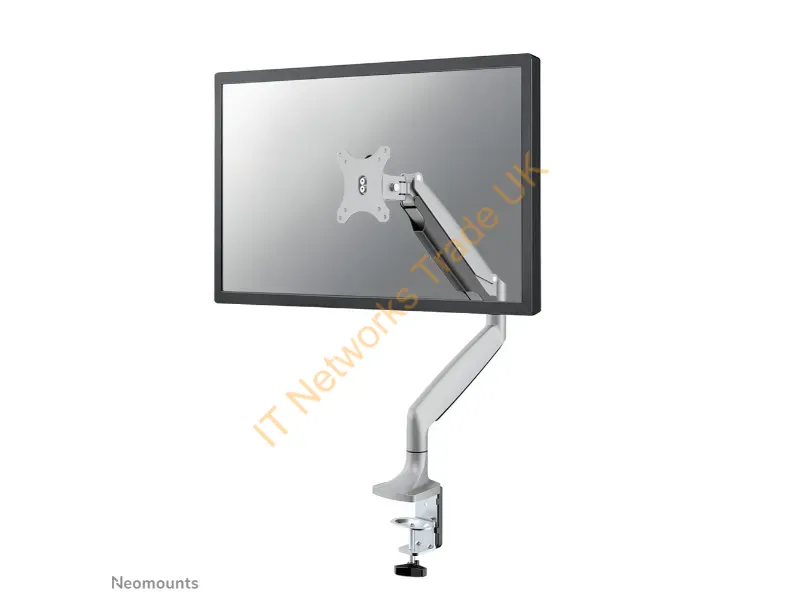 NM-D750SILVER - Newstar Full Motion Desk Mount (clamp & grommet) for 10-32" Monitor Screen, Height Adjustable (gas spring) Silver Monitor Accessory