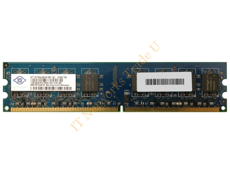 NT1GT64U8HA1BY-3C-N Nanya 1GB DDR2-667MHz PC2-5300 non-ECC Unbuffered CL5 240-Pin DIMM Dual Rank Memory Module Desktop Memory