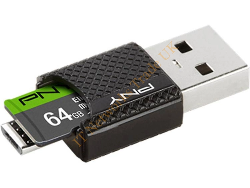 P-OTGCR64GMSC3-GE PNY Elite 64GB Class 10 microSDXC Flash Memory Card with OTG Reader