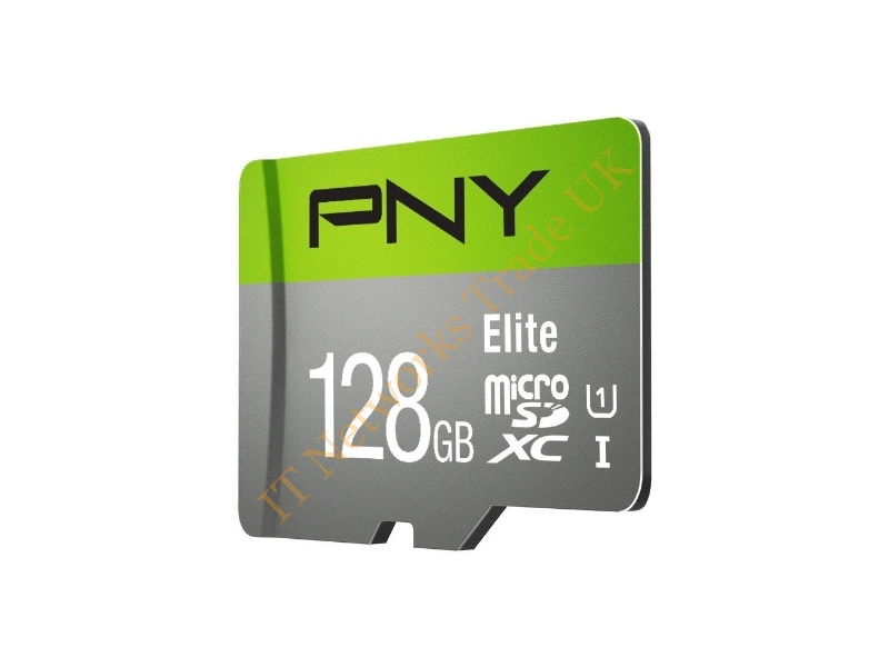 P-SDU128U185EL-GE PNY Elite 128GB Class 10 microSDXC UHS-I (U1) Flash Memory Card