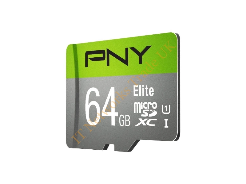 P-SDU64U185EL-GE-A1 PNY Elite 64GB microSDHC UHS-I Flash Memory Card