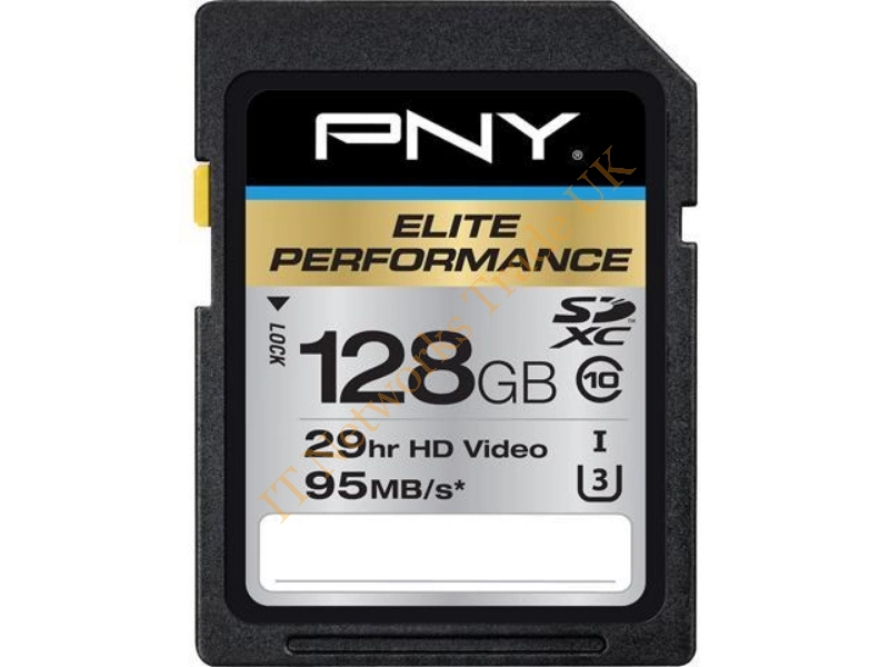 P-SDX128U395-GE PNY Elite Performance 128GB Class 10 SDXC UHS-I U3 Flash Memory Card