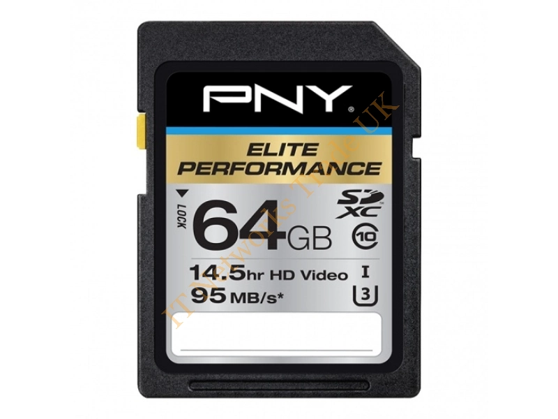 P-SDX64U395-GE-A1 PNY Elite Performance 64GB microSDXC Class 10 UHS-1 U3 Flash Memory Card
