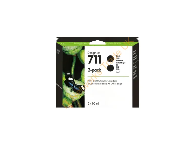 HP P2V31A (711) Ink cartridge black, 80ml, Pack qty 2 Printer