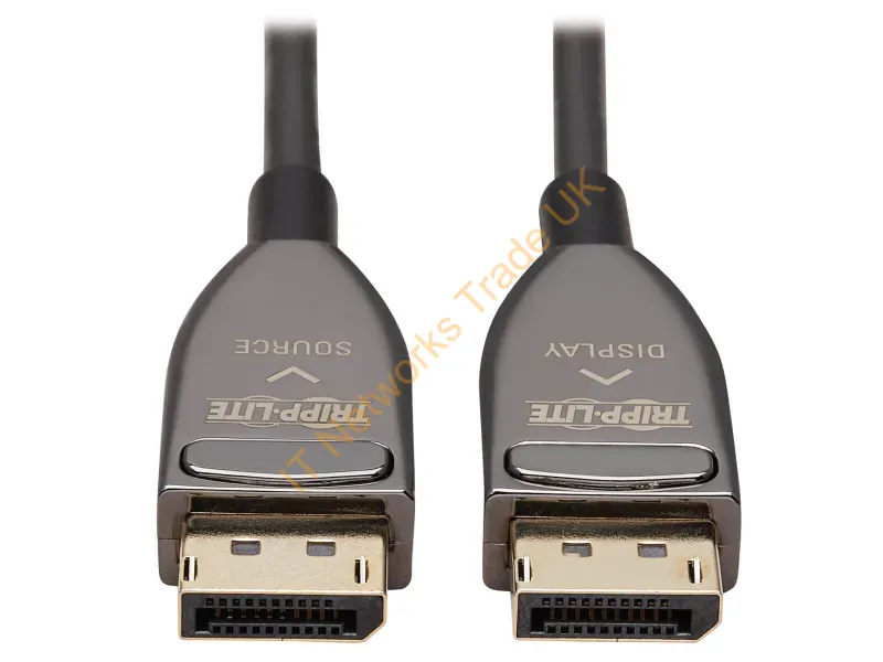 P580F3-15M-8K6 - Tripp Lite P580F3-15M-8K6 DisplayPort Active Optical Cable (AOC), 8K 60 Hz (M/M), CL3 Rated, Latching Connectors, Black, 15 m (49 ft.)