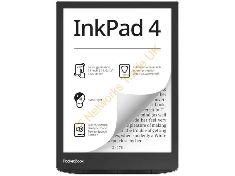 PB743G-U-WW-B - PocketBook InkPad 4 e-book reader Touchscreen 32 GB Wi-Fi Silver