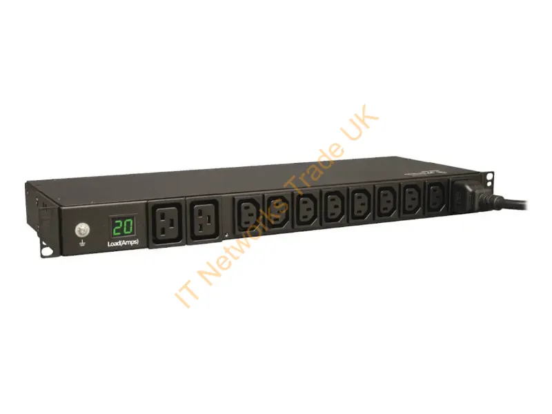 PDUMH20HV - Tripp Lite 3.2-3.8kW Single-Phase Metered PDU, 200-240V (8 C13 & 2 C19), C20 / L6-20P Adapter, 3.66 m Cord, 1U Rack-Mount