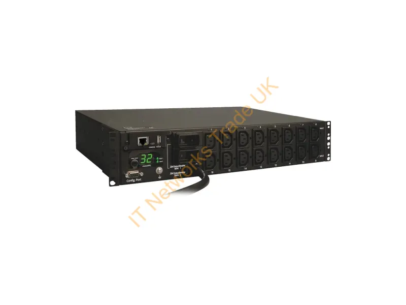 PDUMH32HVNET - Tripp Lite 7.4kW Single-Phase Switched PDU, 230V Outlets (16-C13), IEC-309 Blue 230V 32A, 3.66 m Cord, 2U Rack-Mount