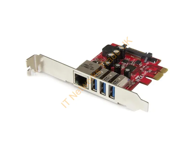 PEXUSB3S3GE StarTech 3-Port 1000Base-T Gigabit Ethernet PCI-Express USB 3.0 Card Network Adapter