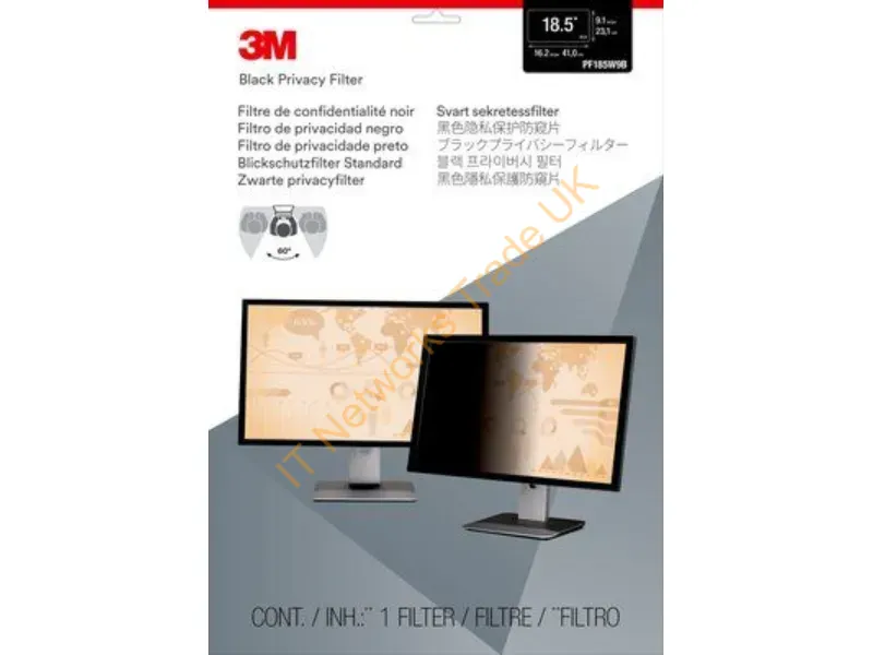 PF185W9B - 3M Pf185W9B Display Privacy Filters Frameless Display Privacy Filter 18.5"