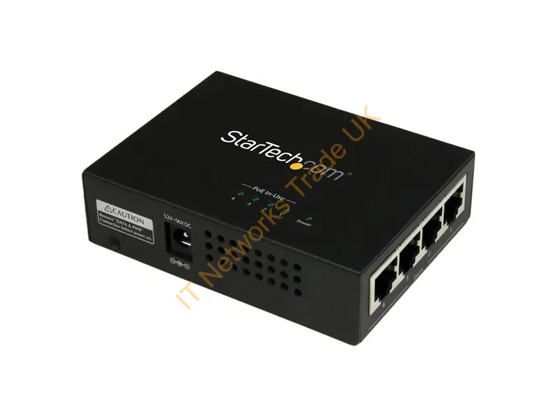 POEINJ4G StarTech 120V 4-Port Gigabit Ethernet POE+ Injector Networking Accessory