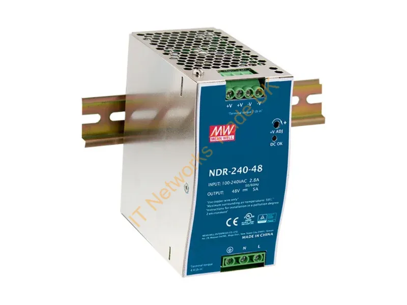 POW-4851 - LevelOne 48V DC Industrial Power Supply, 240W, DIN-Rail, PoE Ready