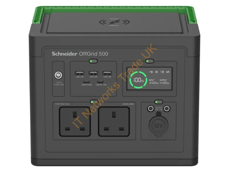 PPS500-UK - APC SE OffGrid Portable Power Station 500 Li-Ion battery, LCD, 2x UK outlets, 3x USB-A, 2x USB-C, 3x 12V, wireless charger