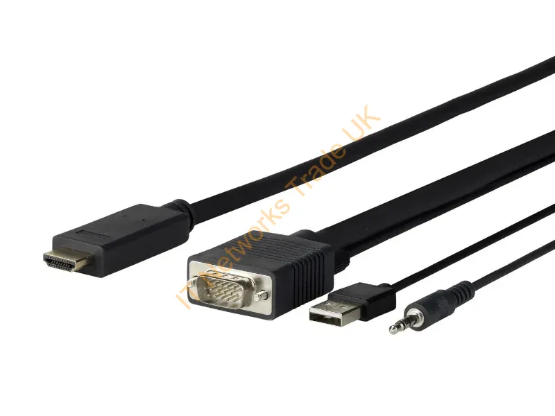PROVGAHDMI3 - Vivolink PROVGAHDMI3 video cable adapter 3 m HDMI Type A (Standard) VGA (D-Sub) + 3.5mm + USB Type-A Black