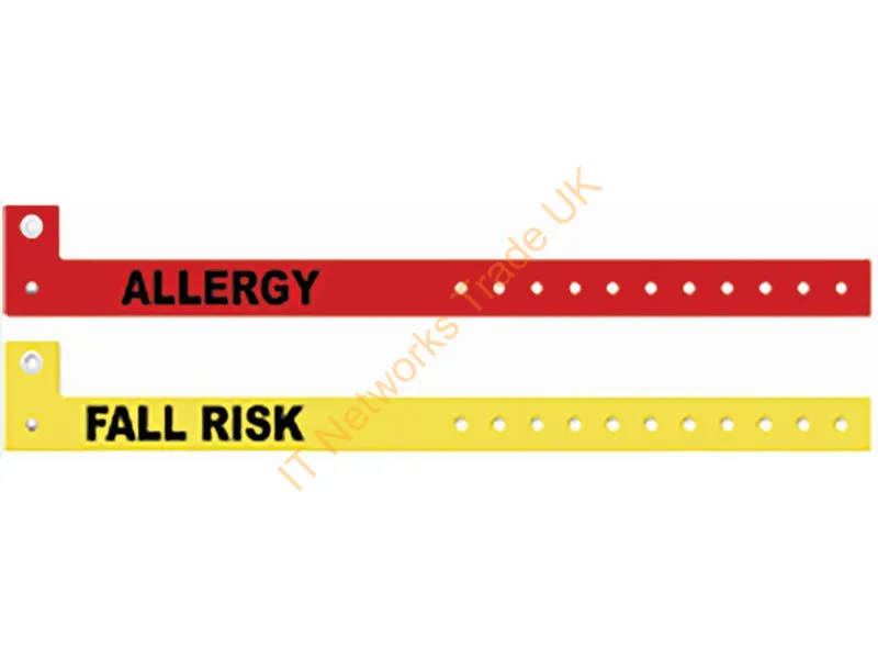 PS-FALLRISK-YEL - Zebra Zebra Slim Alert Wristband Vinyl (0.625" X 10") (Clip Closure) (Yellow) (Fall Risk) (3" Core) (500/Ctn)