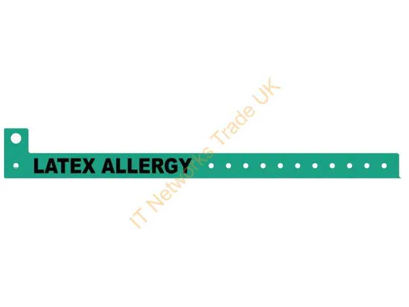 PS-LATEXALLERGY-GRE - Zebra Zebra Alert Wristband Vinyl (0.625" X 10") (Clip Closure) (Green) (Latex Allergy) (500/Ctn)