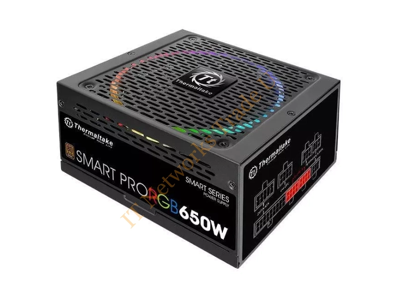 PS-SPR-0650FPCBUS-R Thermaltake Smart Pro RGB PS-SPR-0650FPCBUS-R 650W 80 PLUS Bronze ATX12V 2.4 & EPS12V 2.92 Power Supply w/ Active PFC & Full Modular (Black)