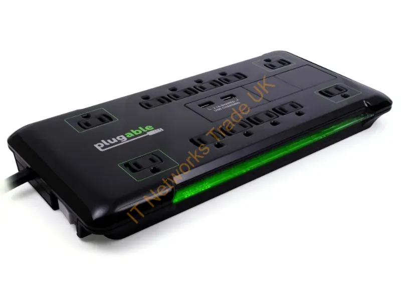 PS12-USB25 - Plugable Technologies Ps12-Usb25 Surge Protector Black 12 Ac Outlet(S) 120 V 300" (7.62 M)
