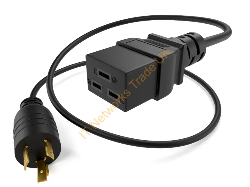PWCD-L520PC19-20A-50F-BLK - Unc Group Power Cord L5-20P - C19 20Amp Black 50Ft
