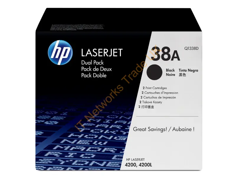 Q1338D HP 38A Toner Cartridge (2 x Black)  LaserJet 4200 Series Printer