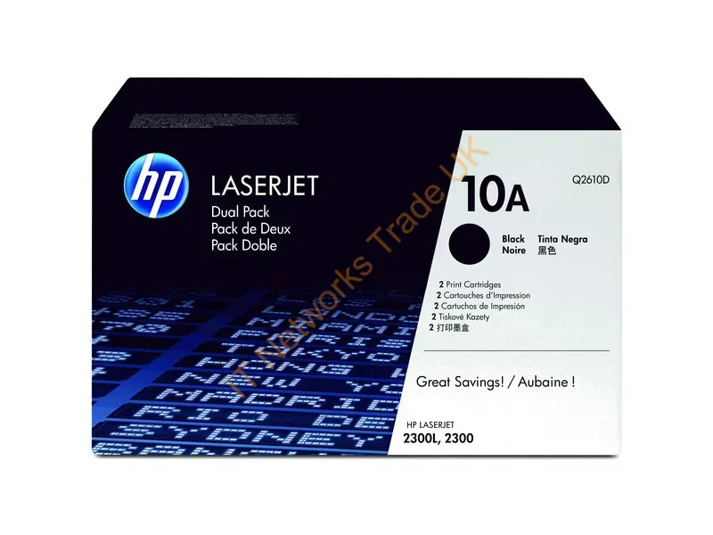Q2610D HP 10A Toner Cartridge (2 x Black)  LaserJet 2300 Series