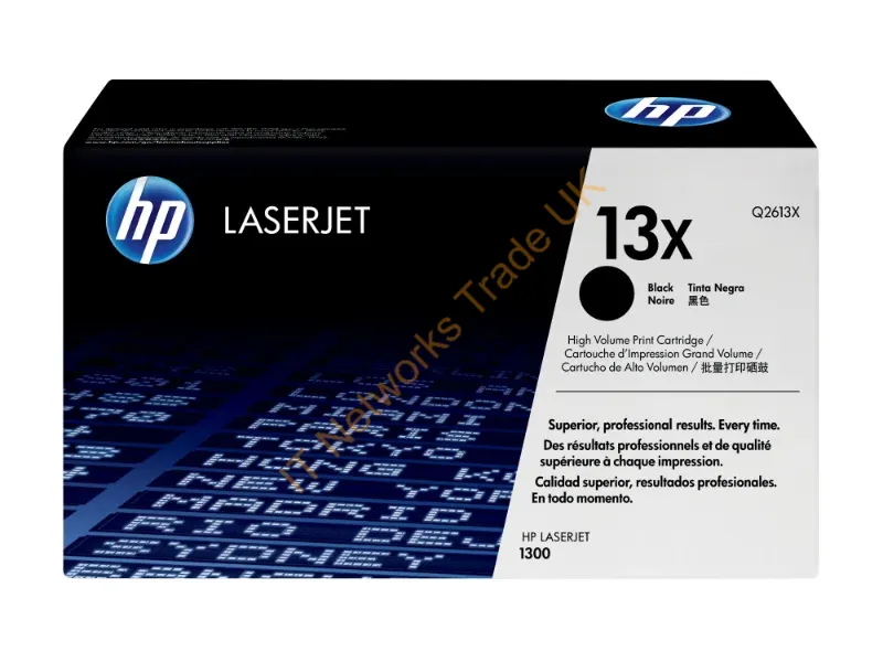 Q2613X HP 13X High Yield Black LaserJet Toner Cartridge Black Laser 4000 Page 1 Each
