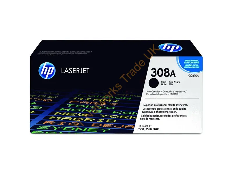Q2670A HP 308A Toner Cartridge (Black)  Color LaserJet 3500/3550/3700 Series Printer