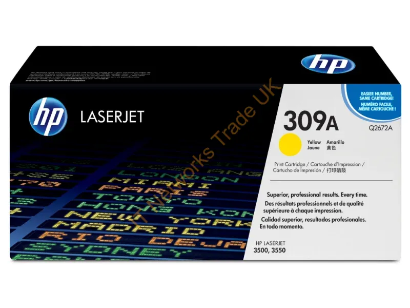 Q2672A HP 309A Toner Cartridge (Yellow)  Color LaserJet 3500/3550 Series Printer