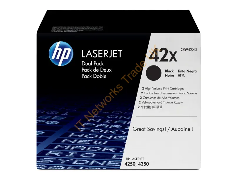 Q5942XD HP 42X Toner Cartridge (2 x Black)  LaserJet 4250/4350 Series Printer