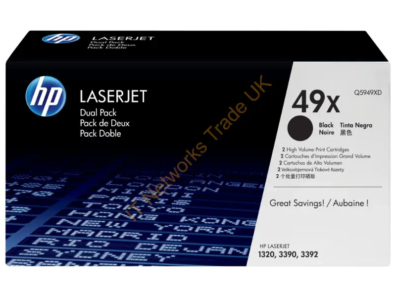 Q5949XD HP 49X Toner Cartridge (Black)  LaserJet 1160/1320/3390/3392 Series Printer Dual Pack