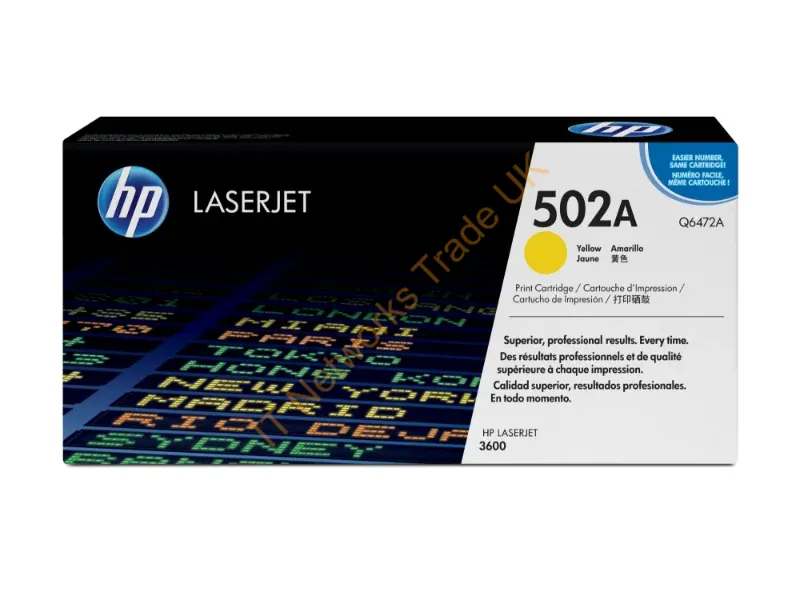Q6472A HP 502A Toner Cartridge (Yellow)  Color LaserJet 3600 Series Printer