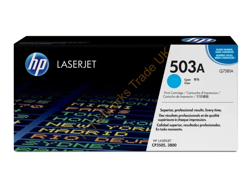 Q7581A HP 503A Toner Cartridge (Cyan)  Color LaserJet 3600/3800 Series Printer