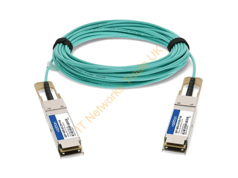 QSFP-100GB-AOC10M-FT - Addon Networks Qsfp-100Gb-Aoc10M-Ft-Ao Infiniband/Fibre Optic Cable 393.7" (10 M) Qsfp28 Mmf Aqua Color