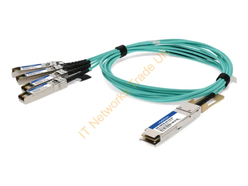 QSFP-4SFP25G-AOC1M-AO - Addon Networks Qsfp-4Sfp25G-Aoc1M-Ao Infiniband/Fibre Optic Cable 39.4" (1 M) Qsfp28 4X Sfp28 Dac Aqua Color, Stainless Steel