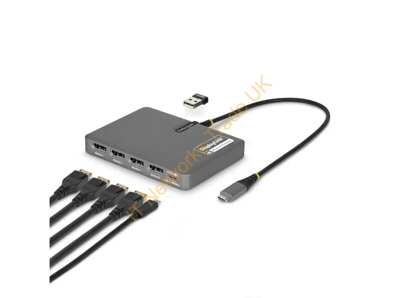 QUAD-USB-DP-ADAPT - Startech.Com Quad-Usb-Dp-Adapt Laptop Dock/Port Replicator Wired Usb 3.2 Gen 1 (3.1 Gen 1) Type-C Gray