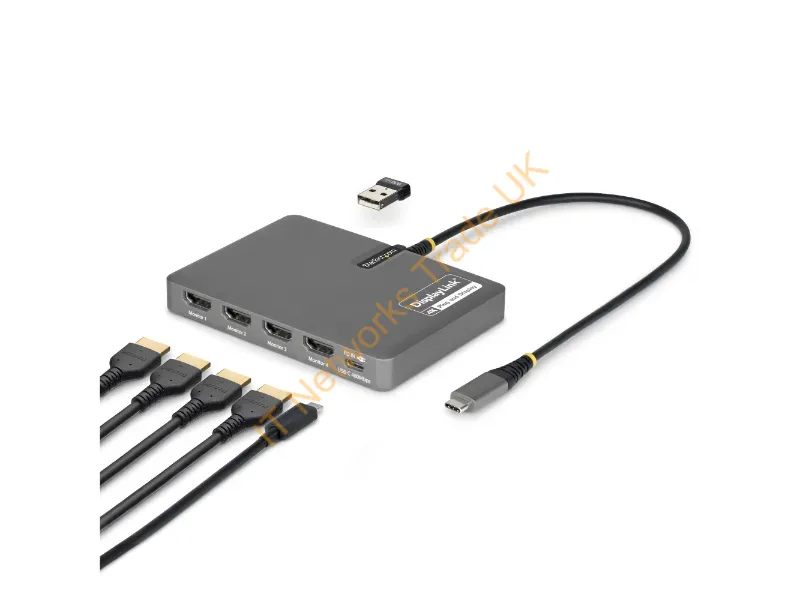 QUAD-USB-HDMI-ADAPT - Startech.Com Quad-Usb-Hdmi-Adapt Laptop Dock/Port Replicator Wired Usb 3.2 Gen 1 (3.1 Gen 1) Type-C Gray