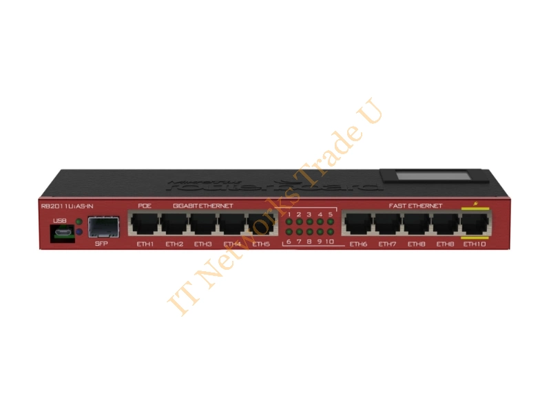 RB2011UiAS-IN - Mikrotik RB2011UIAS-IN Gigabit Ethernet (10/100/1000) Power over Ethernet (PoE) Red network switch