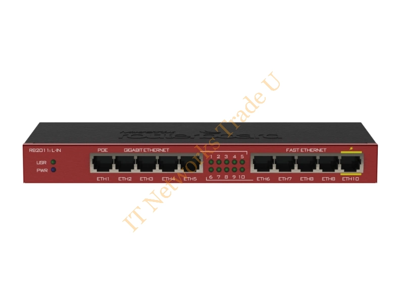 RB2011iL-IN - Mikrotik RB2011IL-IN Gigabit Ethernet (10/100/1000) Power over Ethernet (PoE) Red network switch