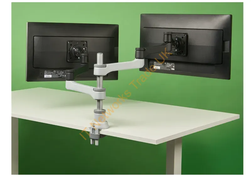 RGOVLZE4TWSI - R-Go Tools Monitor Arm R-Go Zepher Dual, For Two Monitors, Fully Adjustable, 0- 8 Kg Load Capacity, 100% Circular, Black