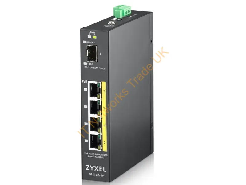 RGS100-5P-ZZ0101F - ZyXEL RGS100-5P Unmanaged network switch L2 Gigabit Ethernet (10/100/1000) Power over Ethernet (PoE) Black